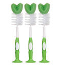Amazon Brand - Mama Bear Baby Bottle Brush with Nipple Cleaner and Suction Cup Stand, White (Pack of 3)
