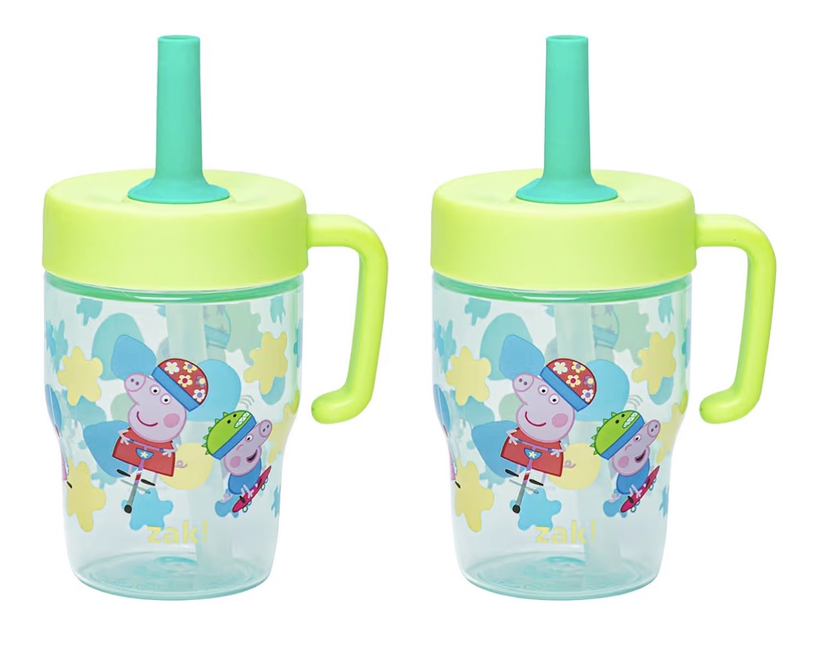 Zak Designs Peppa Pig Capri Toddler Tumbler For Travel or At Home, 10oz 2-Pack