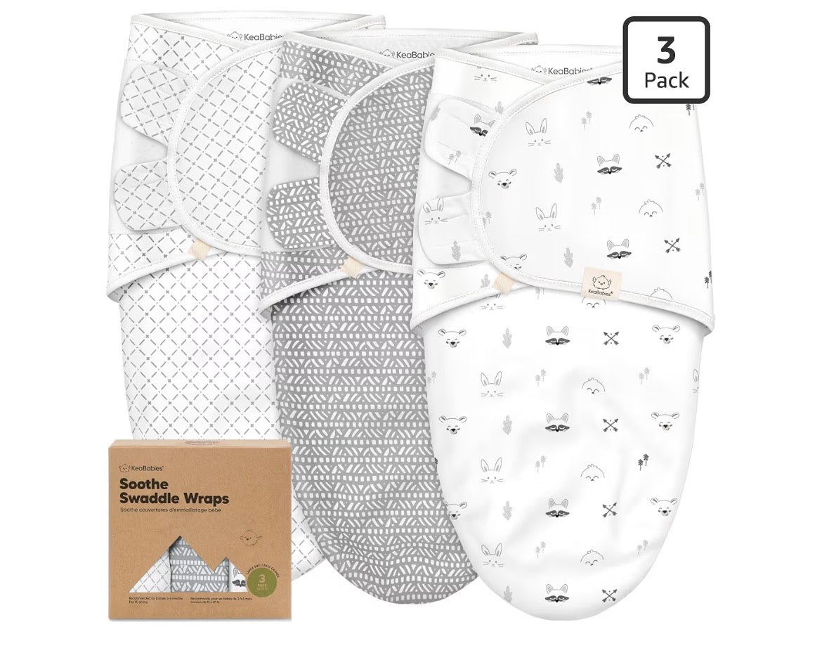 KeaBabies 3-Pack Organic Baby Swaddles