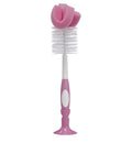 Dr. Brown's Reusable Sponge Baby Bottle Cleaning Brush with Suction Cup Stand, Scrubber and Nipple Cleaner, Pink 1-Pack